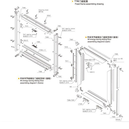 Aluminum Balcony Sliding Door System TT95